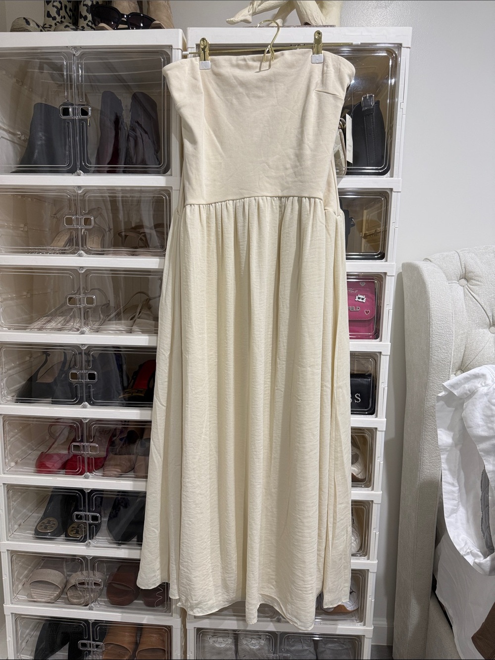 a new day Strapless Cream Maxi Dress